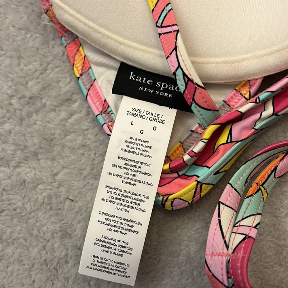 Kate Spade Pink Yellow Floral Underwire Bikini Size Large New